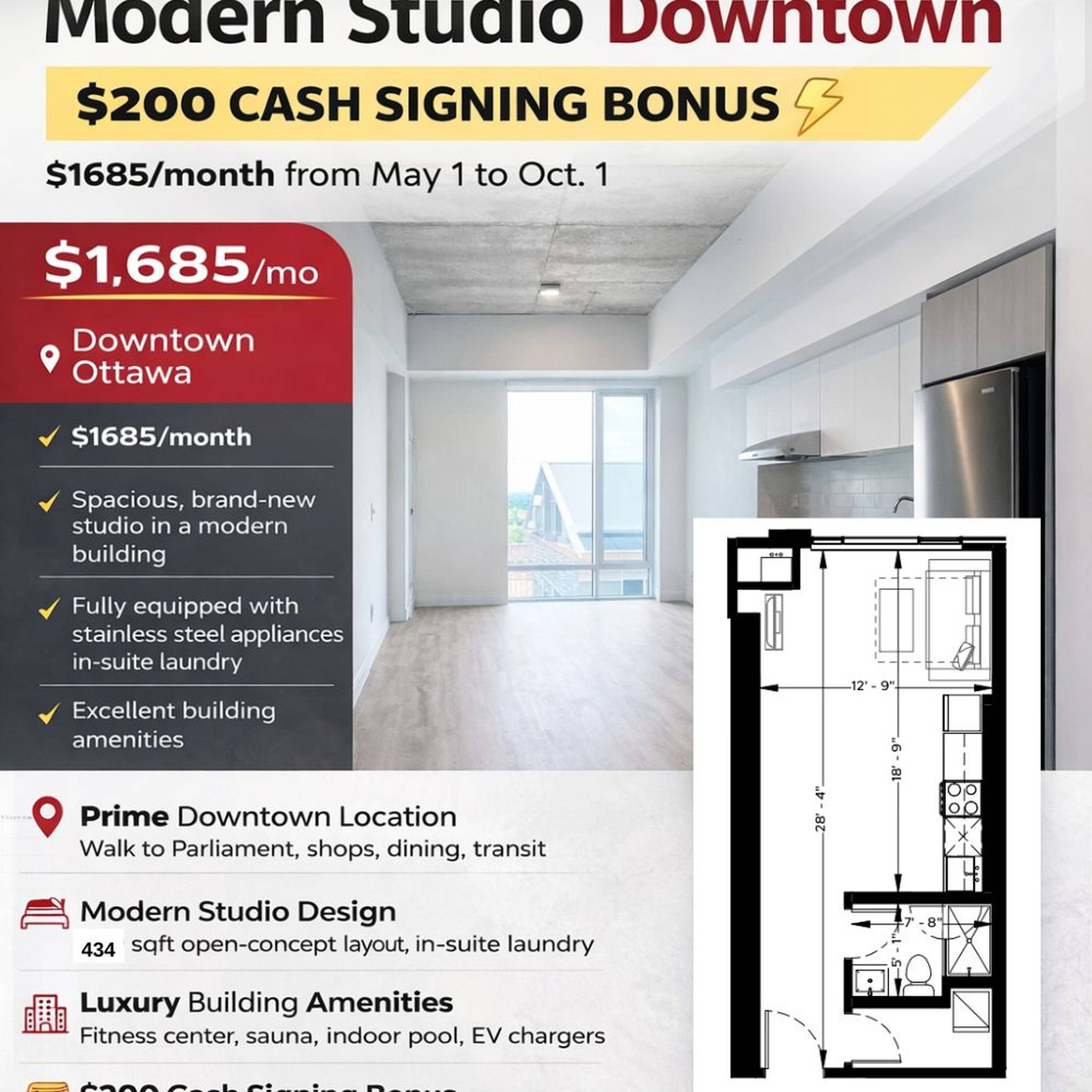 Studio  · 1 Bath for rent $1,685 / month