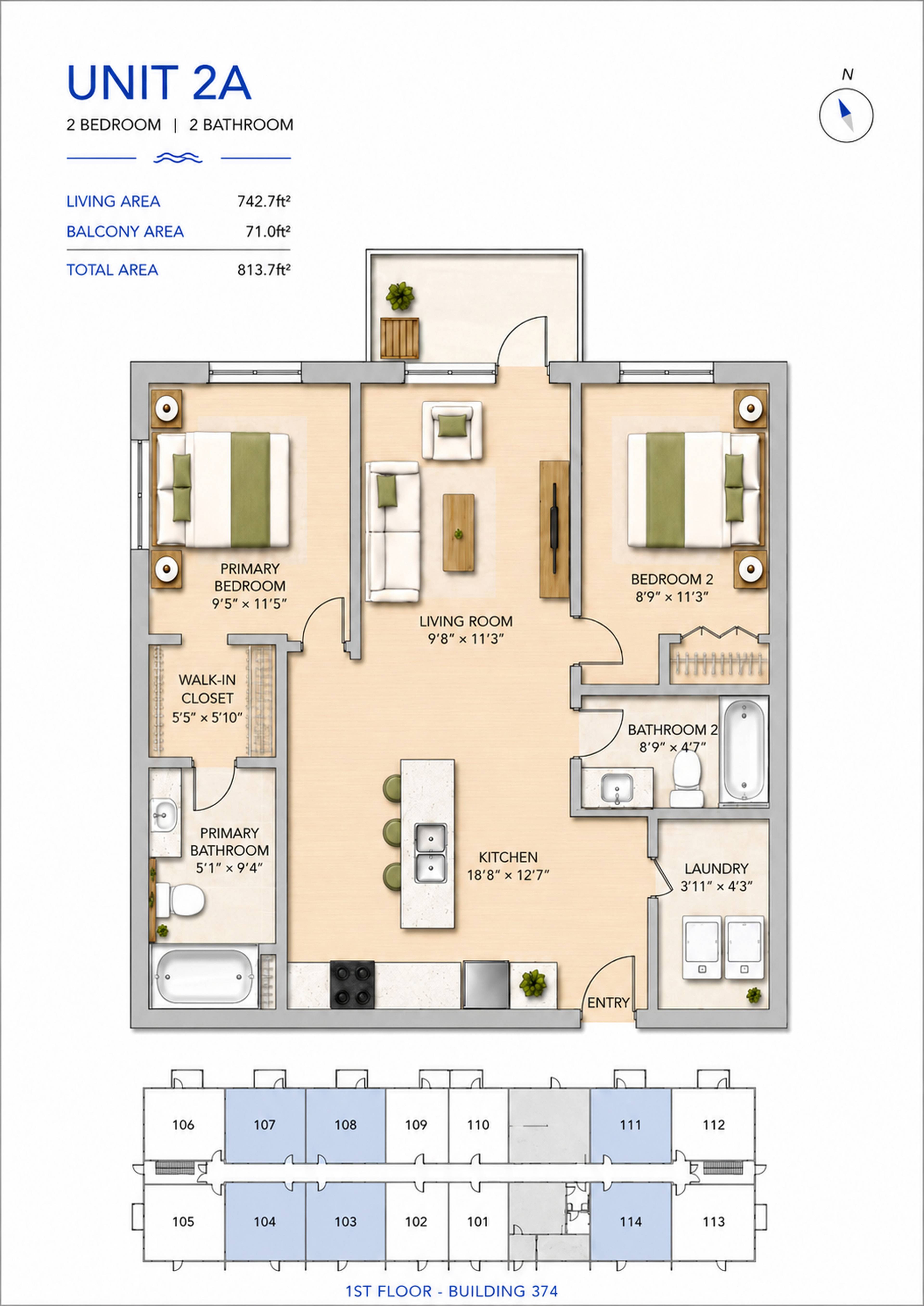 2 Bed  · 2 Bath for rent $2,200 / month