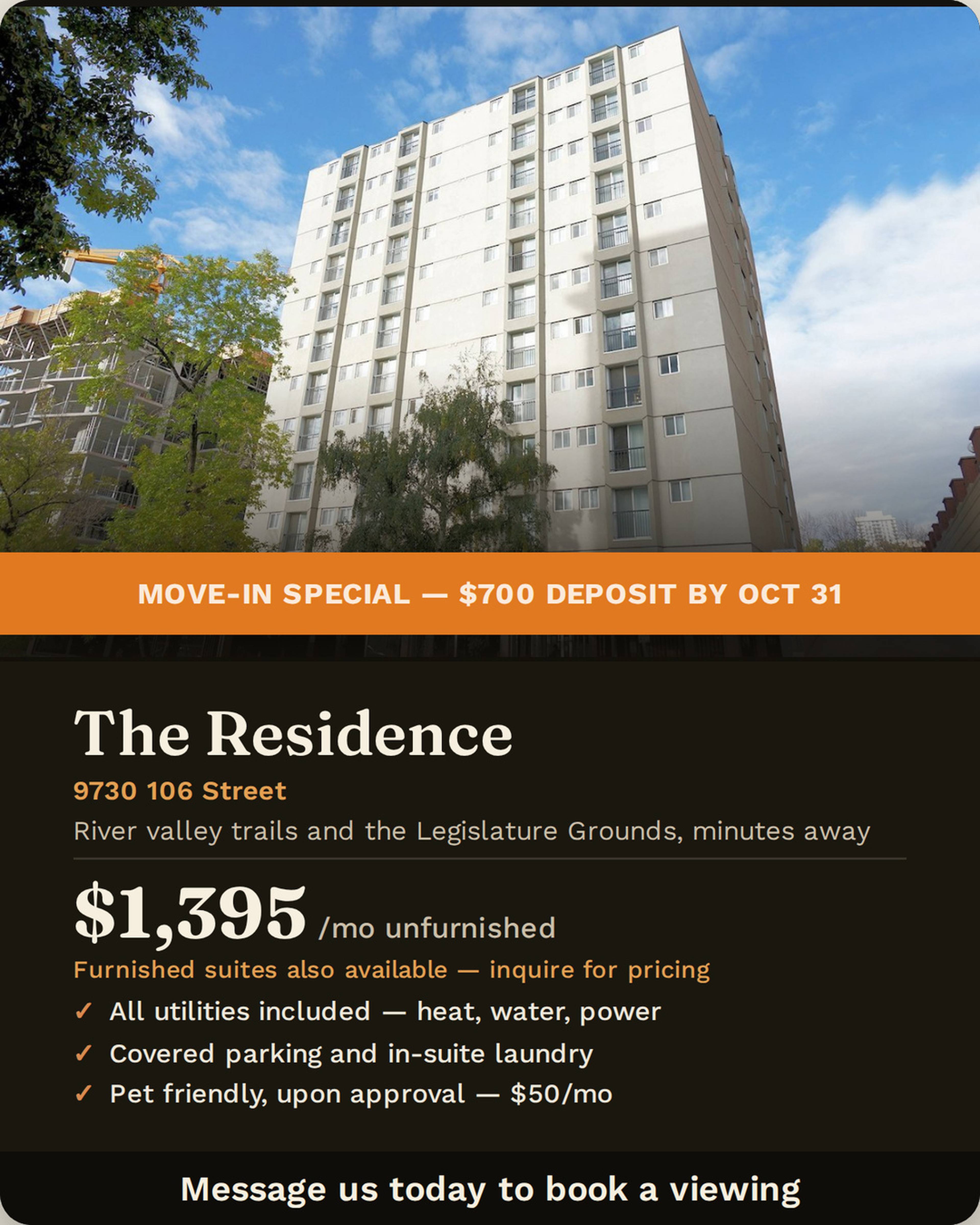 1 室  · 1 卫 for rent $1,395 / 月