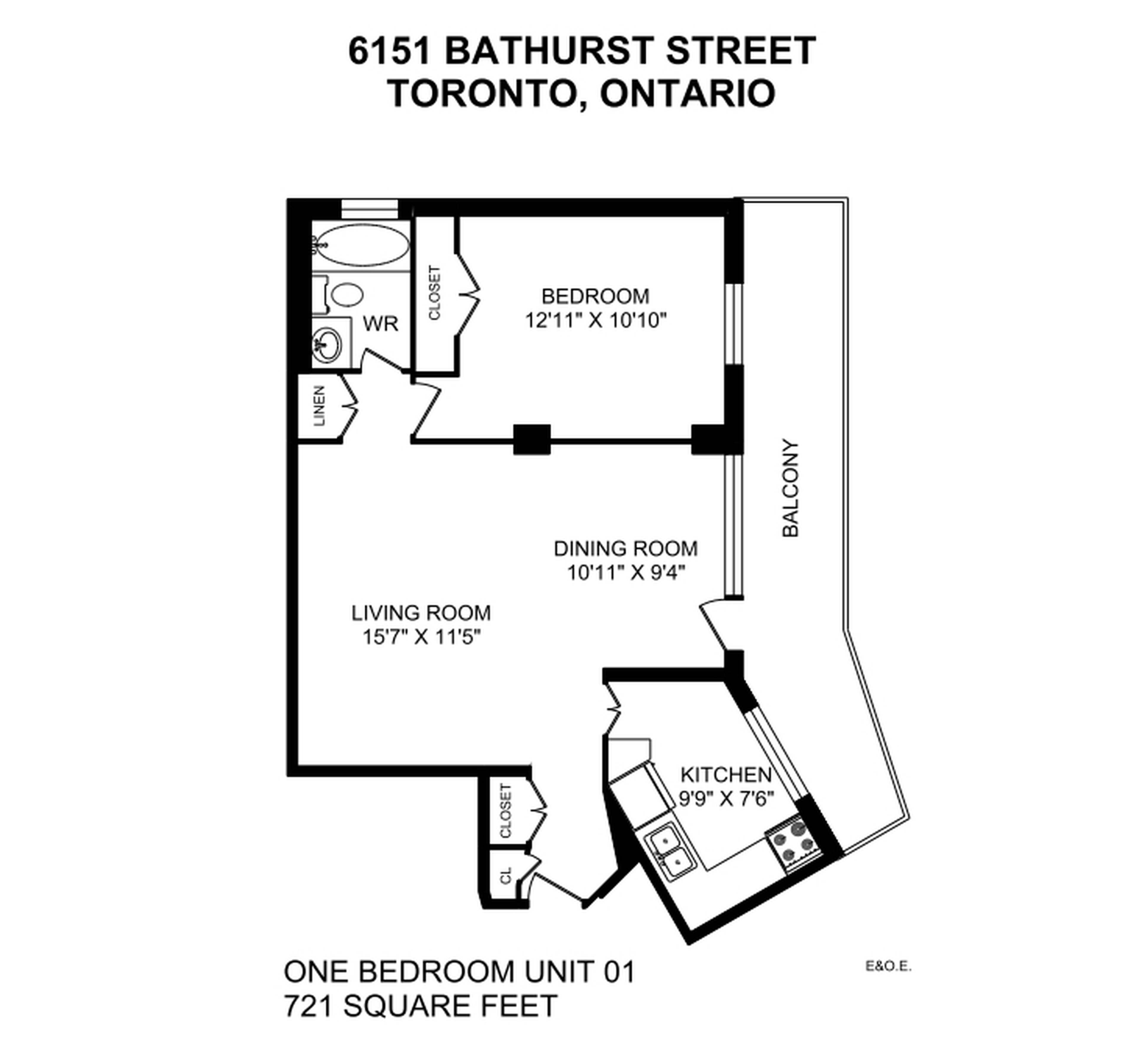 1 Bedroom 6151 Bathurst St, Toronto, ON 1 Bedroom Apartment for