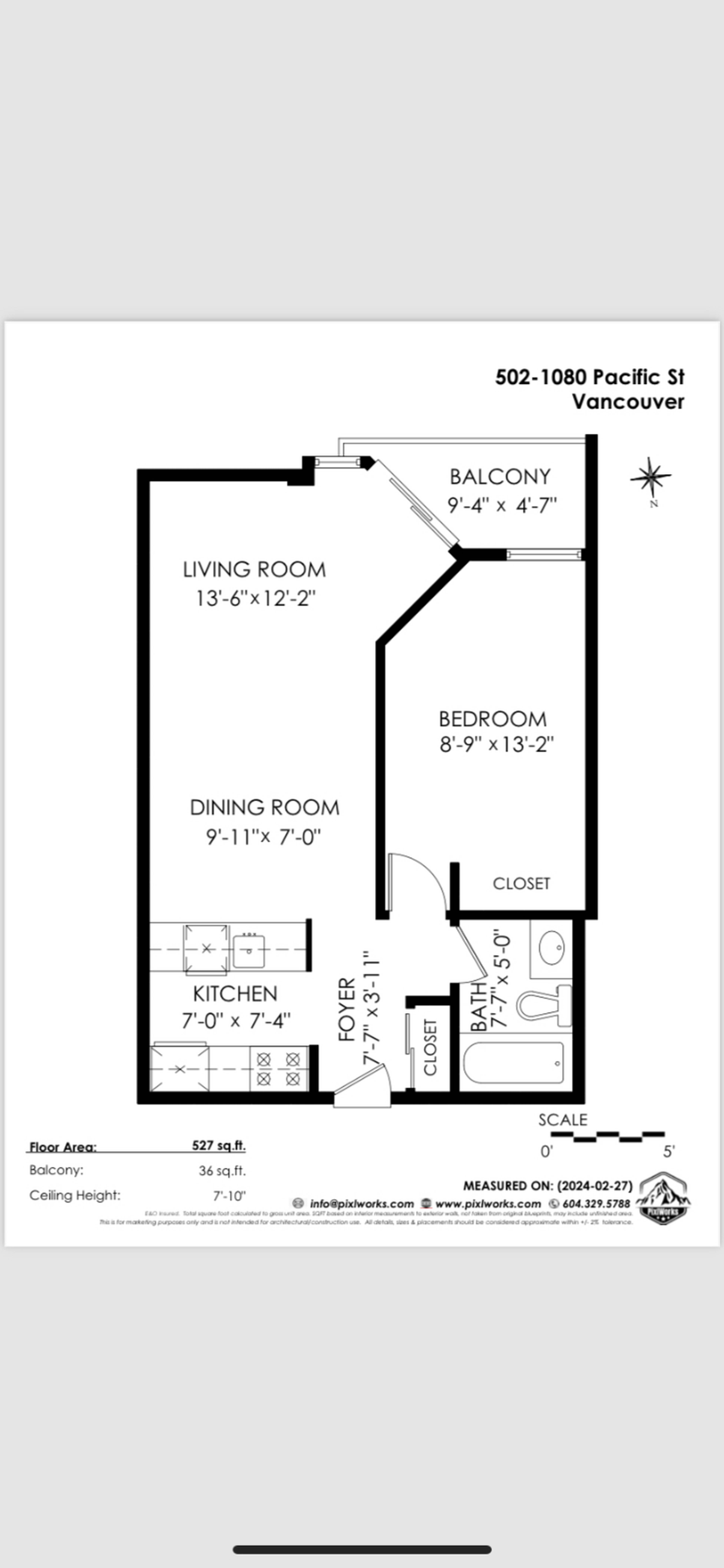 502 1080 Pacific Street, Vancouver, BC 1 Bedroom Apartment for Rent